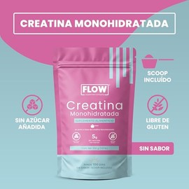 CREATINA Monohidratada | Flow Supplements - 500 g en polvo - 100% Pura - 100 Servicios - 5 g por porción - Alta pureza y mayor absorción