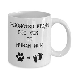 MIPOMALL Gifts for New Mum, New Parents Gifts, Mummy and Daddy Mugs, Mothers Day, Mum and Dad Mugs, Presents for Birthday, Christmas Cup - Promoted from Dog Mum to Human Mum, MG0094