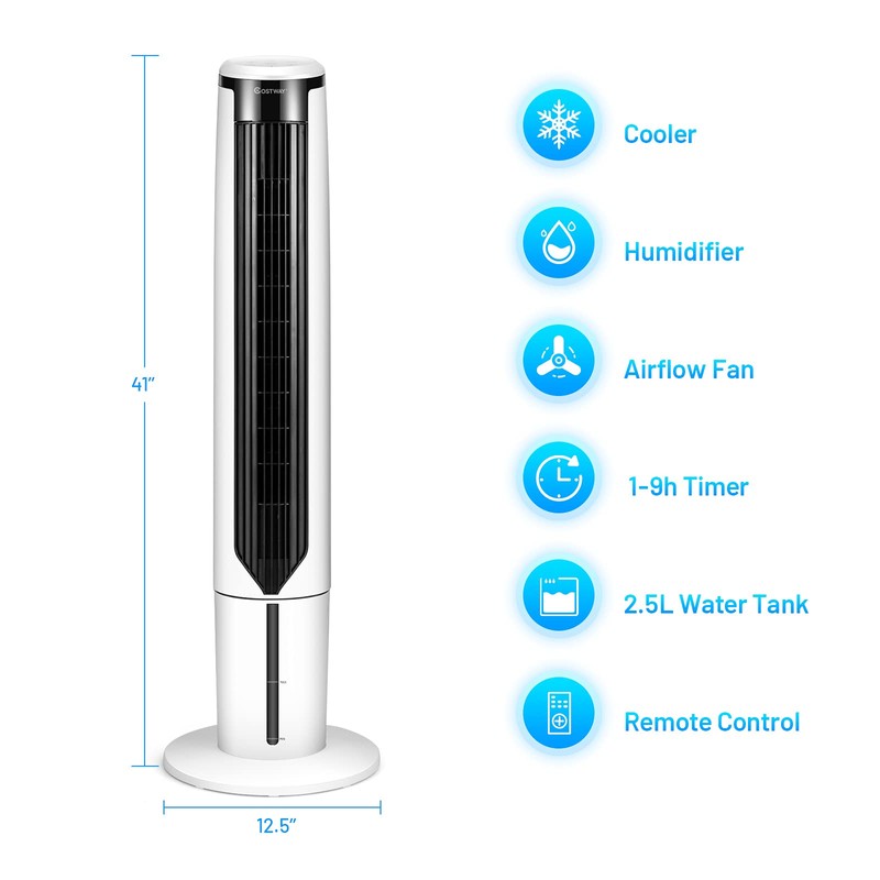 COSTWAY Portable Evaporative Air Cooler for Room, 41 Inches Cooler