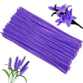ZXIIXZ Pipe Cleaners, 100Pcs Pipe Cleaners Supplies for Flower Making DIY Craft, Chenille Stems Art Supplies for Festivals Bouquet DIY Crafts Decorations/Purple