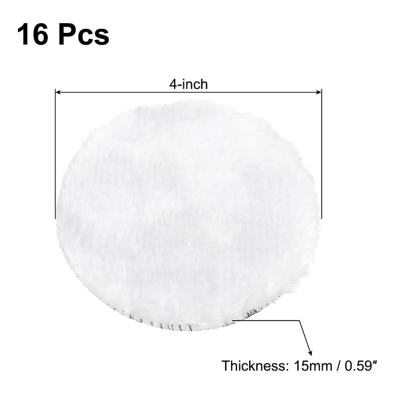 sourcing map 4-Inch 16Pcs Wool Polishing Pad Hook and Loop