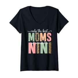 Womens Great Moms Get Promoted to Nini Birthday Gift for Grandma V-Neck T-Shirt