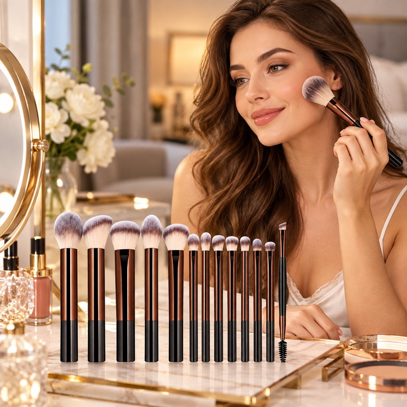 13-Piece Makeup Brush Set for Face & Eye Makeup –