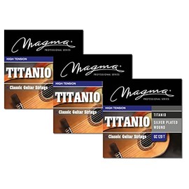 Magma Classical Guitar Strings High Tension Classical Acoustic Guitar Strings - Titanium Nylon Trebles - Silver Plated Copper Basses (GC120T) - 3 Sets