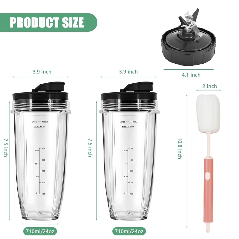 2025 Upgrade 2 * 24oz Ninja Blender Cups Replacement with