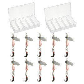 PATIKIL Trout Lures 1/10 oz, 10Pack Trout Spinners Fly Trout Fishing Lures Fishing Spinners Baits Tackle with 2 Tackle Boxes for Freshwater Saltwater Fishing, Copper