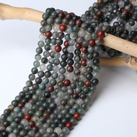 DUQGUHO Dragonblood Beads 8mm Natural Crystal Beads Round Polishing Stone Bead Genuine Gemstone Beads for DIY Jewelry Making 47 Pcs