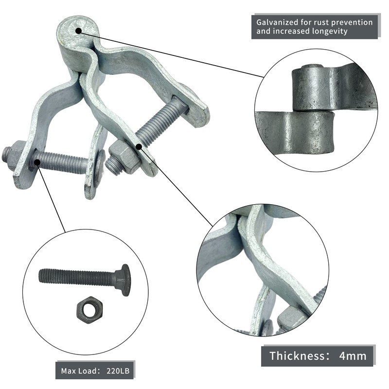 1-3/8" Chain Link Fence Gate Post Hinge, Galvanized Fence，4pcs for