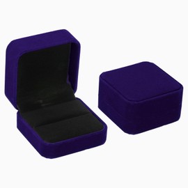 PATIKIL Velvet Ring Box, 2 Pack Double Slot Wedding Ring Box Vintage Jewelry Holder for Engagement Proposal Ceremony Anniversary Style 1, Purple