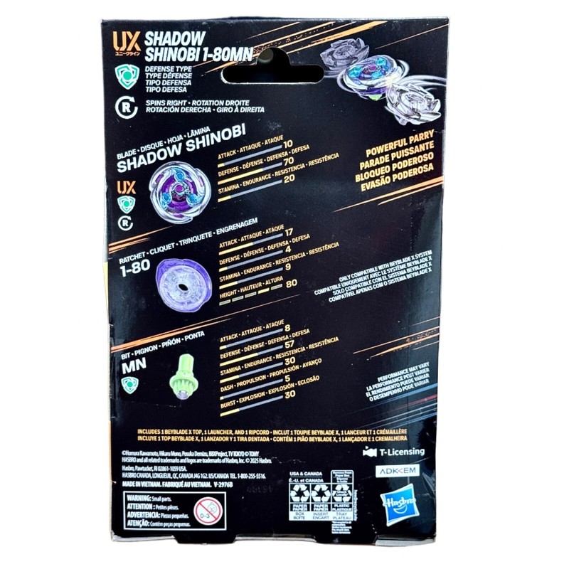 Hasbro Beyblade X Shadow Shinobi 1-80MN (UX Series) Hasbro
