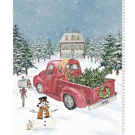 Christmas Snowman Digital Cotton Print Fabric Panel