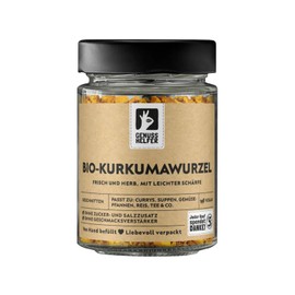 Bremer Gewürzhandel Turmeric Root Organic, Cut, Ideal for Turmeric, Spice for Roasting and Sauces, 95 g in Glass