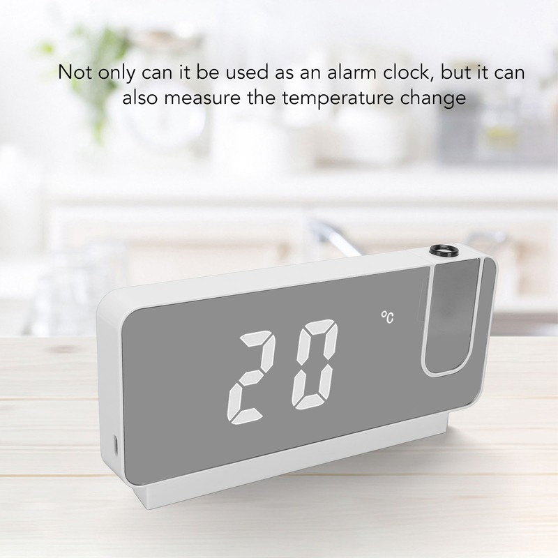 Projection Alarm Clock Time Date Temperature Display 180 Degree Wide