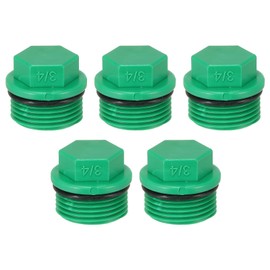 PATIKIL G3/4" Outer Hex Male Thread PPR Pipe Fitting End Cap Connector Plug, 5Pcs Garden Irrigation Water Tubing Stopper for Preventing Leakage, Green