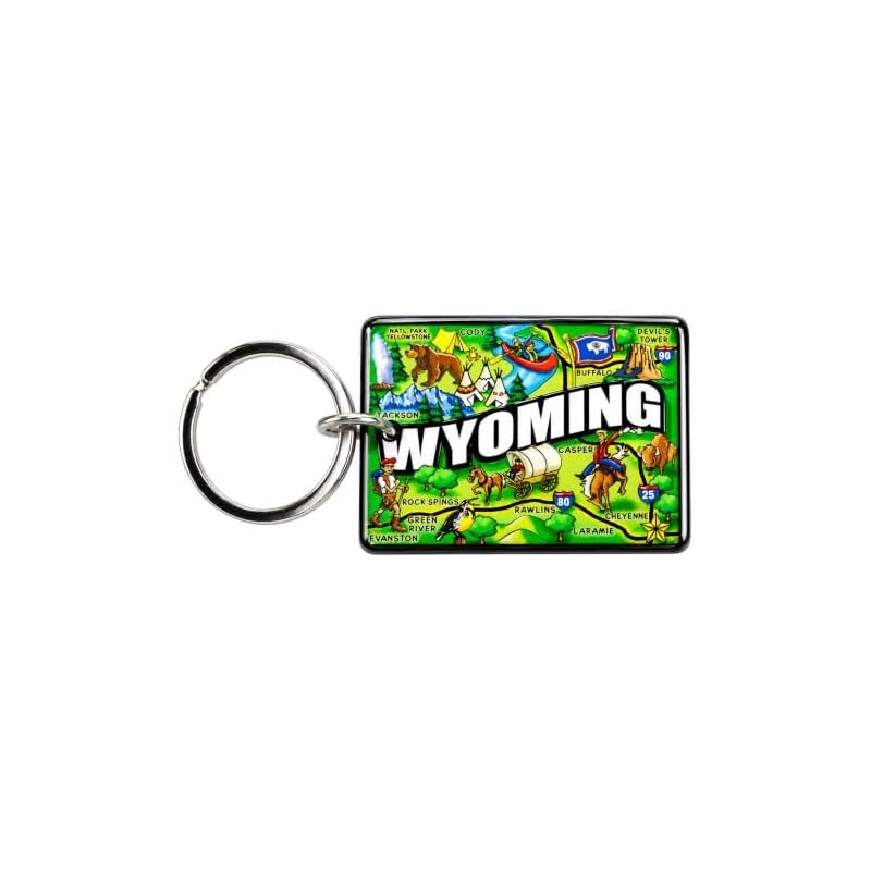 Wyoming - Llavero de acrílico para recuerdo, accesorio retro de