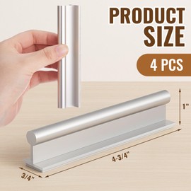 Yaocom 4 Pcs Self-Adhesive Edge Finger Pull Door Handle 4-3/4” Sliding Screen Handle for Cabinets Closets Sliding Shower Door Easy to Install Screwless Peel and Stick on Glass Wood Metal Plastic