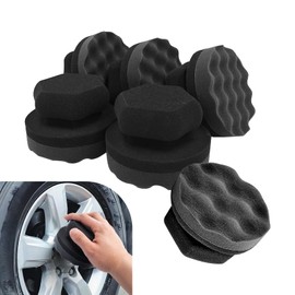 Ferianl 6PCS Large Tire Shine Applicator Pad, Durable Wavy Hex Grip Contoured Tire Dressing Applicator Pad, Car Accessories for Shine Wax Compound and Polish (Black)