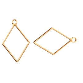 MAHAVIMOKSA 20pcs KC Gold 25x39mm Diamond Bezel Pendant Charms Blank Frames for DIY Resin Jewelry Necklace Earrings Making