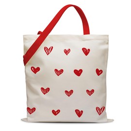 SEWSONG Canvas Tote Bags Valentine's Gifts for Women Mom Friend,Heart Cotton Tote Bag for Shopping Grocery Beach,Aesthetic gift for Brithday Mother's Day Christmas Thanksgiving-34