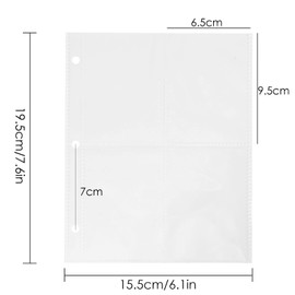 Trading Card Binder Sleeves ONLY, 4Pocket, 400Cards 50 Removable Sleeves, Compatible with Game Card Binde Cards Holder Album