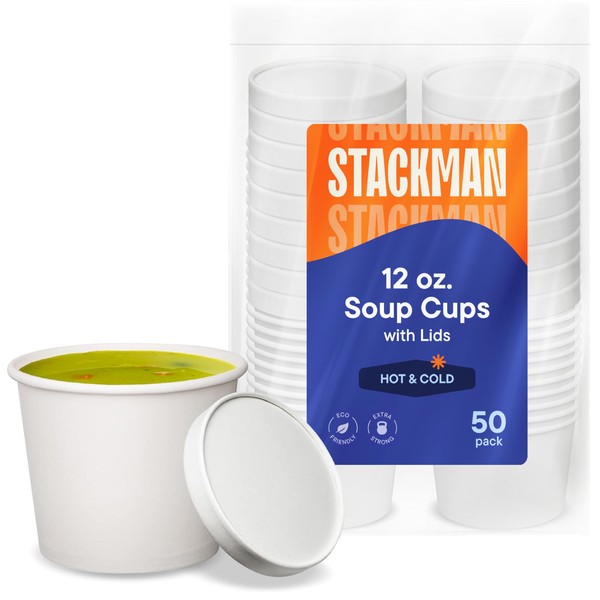 Stack Man [12 oz. - 50 Sets] Paper Food Container