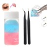 Kit De Pinzas+ Limpiador Para Pinzas Extensiones De Pestañas