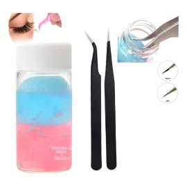 Kit De Pinzas+ Limpiador Para Pinzas Extensiones De Pestañas