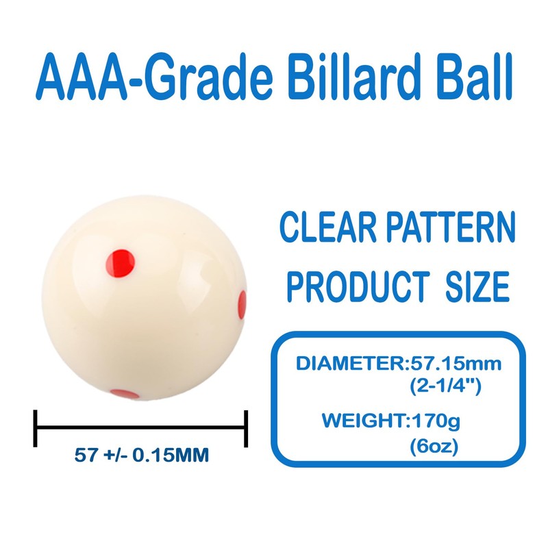Sinsilvie 2-1/4" Replacement White Pool Ball,White Cue Ball,Blue 6 Dot