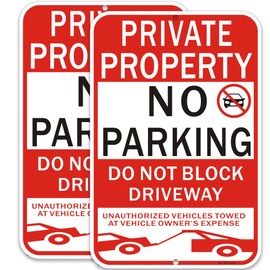 2 Pack Private Property No Parking Sign, Do not Block Driveway Sign, 18x12 Inches Violators Will Be Towed Away at Vehicle Owner's Expense Signs,Fade Resistant Reflective Aluminum