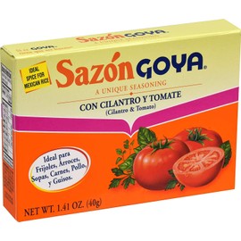 Goya 3786 Sazón con culantro y tomate, Coriander & Tomato, 1.41 oz (40 g).