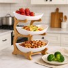 Zosebffej Fruit Bowl With Bamboo Wood Stand, Fruit&Vegetable Candy Dish