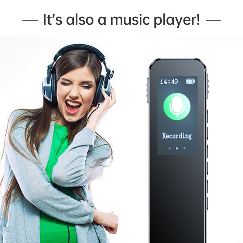 64GB Digital Voice Recorder Noise Reduction Record with Playback MP3