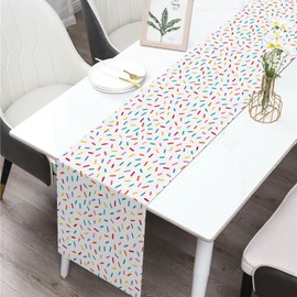 Confetti Sprinkles Table Runner Boy Kids Birthday Sprinkle Party Decoration Donut Dessert Dining Room Home Kitchen Table Decor (13" x 90")