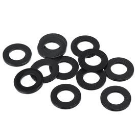 TOP-VIGOR 12Pcs Black Nylon Flat Washers, M14 x 27mm x 2.5mm Insulating Round Seal Spacer Tap Sealing O Ring Gasket for Faucet Pipe Water Hose