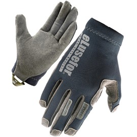 eLusefor Work Gloves, Mens Safety Work Gloves, Light Duty Work Glove, Easy Fit, Kevlar Stitched with Carabiner Clip (Navy | Dark Grey, Large)