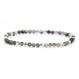 LAKADA Genuine Gemstone Bracelet with Faceted 4 mm Beads Healing Stone Protective Stone Bracelet Lucky Charm Talisman Gift, Gemstone, Faceted gemstone