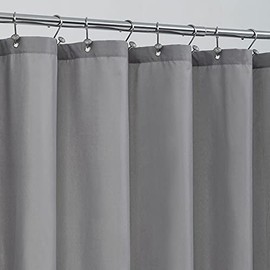 Waterproof Fabric Shower Curtain Liner - Soft & Light-Weight Cloth Shower Liner with Magnets, Hotel Quality & Machine Washable - Standard Size 72x72, Gray