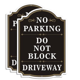 FKNSGR No Parking, Do Not Block Driveway Sign 2 Pack, 10 x 14 inches Rust Free Aluminum Driveway Sign, UV Protected, Fade Resistant