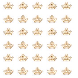 Ruwado 30 Pcs Crown Charms for Jewelry Making Kit Bulk Gold Metal Small Hollow 0.9 x 0.7 Inch Elegant Tiara Pendants for Bracelet Necklace Keychain Earring DIY Making Supplies (Gold)