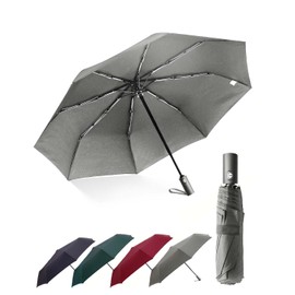 HW CASA Windproof Folding Umbrella 105cm Automatic Open Large Umbrella with 8 Fiberglass Ribs Compact and Portable Automatic Umbrella Women Umbrella Grey Bordoux, Bordoux