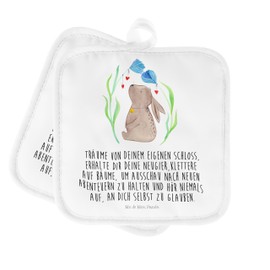 Mr. & Mrs. Panda Set of 2 Pot Holders Rabbit Flower – Easter Gifts, Easter Decoration, Gift, Pot Holder with Saying, Easter Decoration, Oven Glove, Dreams