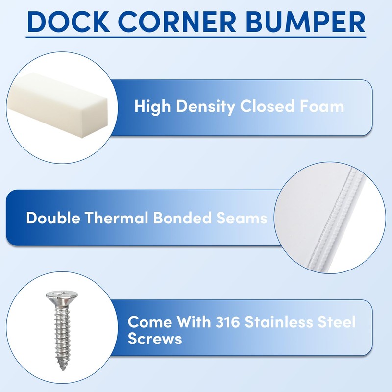 Dock Corner Bumpers,PVC Boat Dock Fenders with Stainless Steel Screws,Boat