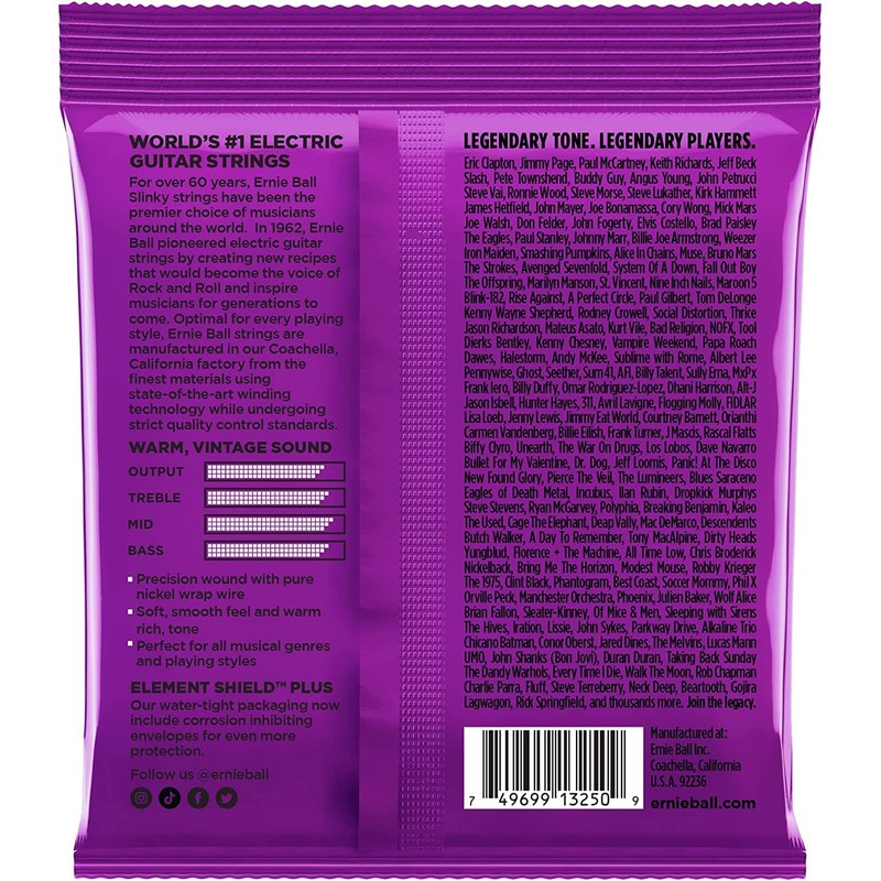 Ernie Ball Regular Slinky Classic Rock 'n' Roll Pure Nickel