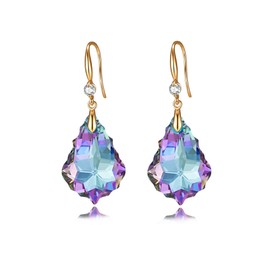Trendy Austrian Crystal Baroque Drop Dangle Earrings for Women 14K Gold Plated Hook Earring Hypoallergenic Jewelry Gifts for Women, cute earrings, Crystal Metal, crystal
