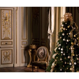 CT CRAFT LLC Champagne Gold Swirl Less Glitter Christmas Tree Topper Bow 11" with 4 Ribbon Streamers x 3 Yards Long Each for Holidy Elegant Fancy Home Décor Indoor