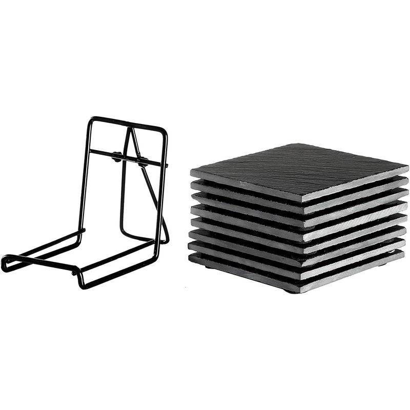 Juvale Square Black Slate Coasters Set - Coffee Table Protection