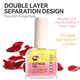 gelike ec Cuticle Oil For Nails - Natural Rose Smell Nail Oil Blend of JOJOBA Oil and Vit E, Moisturizes and Conditions Dry Skin
