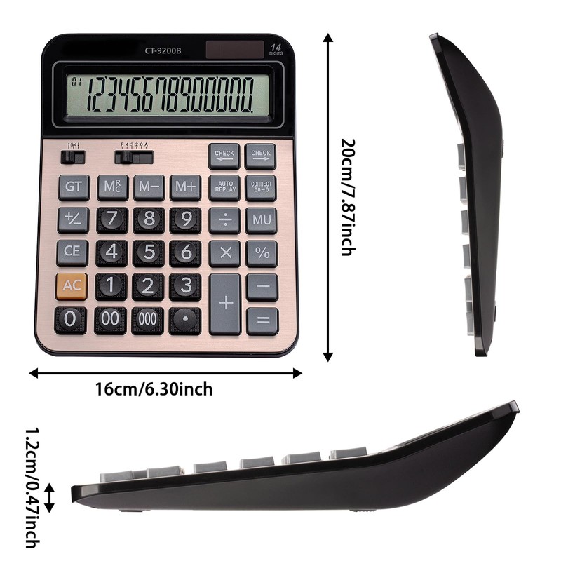 HIHUHEN Large Computer Electronic Calculator Counter Solar & Battery Power