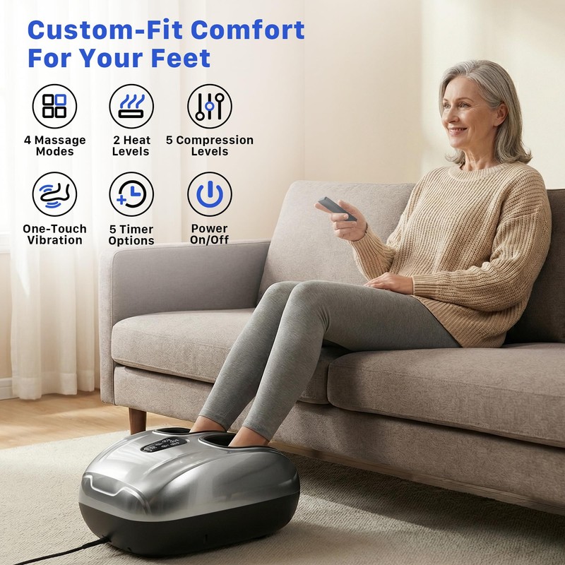 Musugy Foot Massager with Heat and Compression 2026 Upgraded Shiatsu