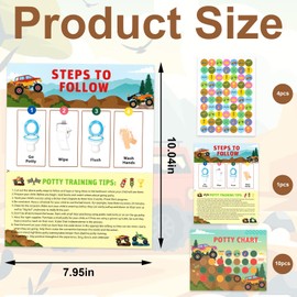 Threetols 10pcs Potty Training Stickers Chart, Monster Truck Theme Toilet Training Reward Chart Potty Reward Chart for Toilet Success